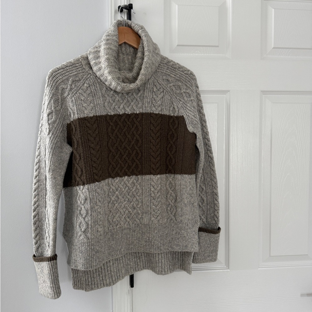 Madewell Gray Cable Knit Turtleneck Sweater CityBlock